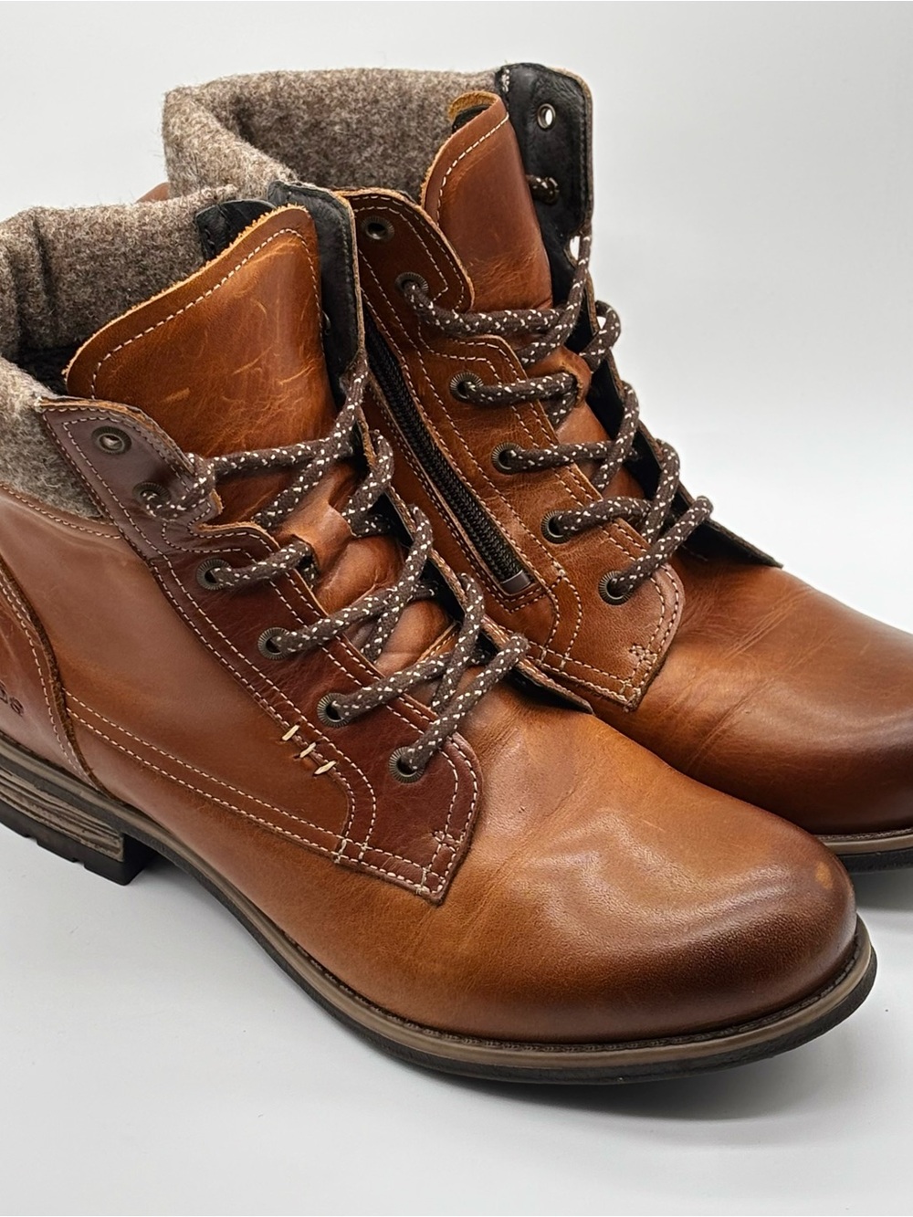 Taos Cutie Ankle Boots Women 9-9.5 Lace Up Zip Brown Leather Cottage Heritage 40